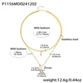 Zweilagige Edelstahlkette mit quadratischem Zirkonia-Anhänger und detaillierten Maßen - Zweilagige Halskette (P1156) / Gold Weißer Zirkonia