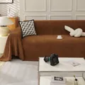 Funda de sofá marrón con patrón de espiga y ribetes de flecos para decoración de salón - Toalla Con Estampado De Espiga - Chocolate / 180*150