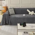 Manta para sofá gris con diseño de espiga y flecos para decoración de temporada - Pañuelo Con Estampado De Espiga - Gris Oscuro / 180*150