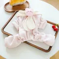 Cute pink and white plush bunny pet four-legged jumpsuit for small dogs and cats - XS-Bust 30cm, Length 20cm (Approx 1-1.5kg) / Pink Rabbit (Pink Bunny)