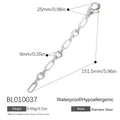 Silver stainless steel bag chain with heart-shaped links and lobster clasp accessory - Silver Alternating Heart Chain (BL010037)