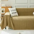 Premium cream herringbone pattern sofa cover throw blanket for four seasons use - 180*300 / Khaki