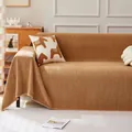 Brown herringbone textured sofa cover throw blanket in a cozy modern living room setting - 180*150 / Orange