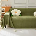 Olive green herringbone sofa cover blanket throw for versatile furniture protection - 180*300 / Matcha Green