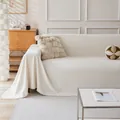 Elegant cream herringbone textured sofa throw blanket for all seasons home decoration - 180*300 / Beige