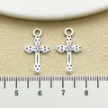 Antiksilberne Retro Kreuzanhänger für DIY handgefertigten Schmuckzubehör - 10x21mm / Vintage Distressed Antiksilber Kreuz (11274)