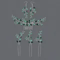 Exquisite bridal jewelry set featuring green crystal hair comb, earrings and hair pins - Green Diamond Versatile Photo Hair Accessory Set Hs-j7085sgreen
