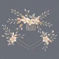 Handmade bridal hair comb and pin set with white flowers and clear crystals on gold wire - Princess Everyday Hair Accessory Set Hs-j6346
