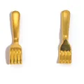 Miniature golden alloy fork charms for DIY jewelry making, set of two unique handle styles. - A4-436-imitation Gold/19*4mm/0.34g