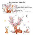 Dimensions of cartoon deer and rabbit wall sticker set with floral branch antlers - Peach Blossom Antler Deer Rabbit Squirrel Style (MS8580) / 2 Pieces