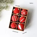 Juego de 6 bolas de Navidad de fieltro rojo con motivos, medidas de 10,5 x 15 cm - Camiseta Con Pompón De Fieltro