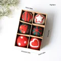 Juego de 6 adornos de bolas de fieltro de lana para Navidad en caja de regalo kraft - Bola De Fieltro Estilo V