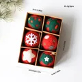 Set de 6 bolas de Navidad de lana fieltrada roja con motivos festivos en una caja - Bola De Fieltro Estilo X