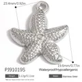 Detailed view of silver stainless steel starfish pendant for DIY jewelry, 23.4mm size - Pj91019s (large)