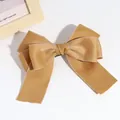 Vintage champagne gold silk ribbon bow hair clip for women with shimmering edges - Yellow