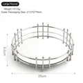 Modern large round silver metal mirrored tray for jewelry and cosmetic storage - Large Silver Round Beaded Mirror Jewelry Tray