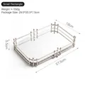 Modern rectangular silver metal mirror tray for living room storage and tabletop decor - Small Silver Rectangular Beaded Mirror Jewelry Tray