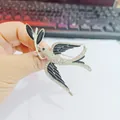 Elegant swallow bird brooch with black enamel and sparkling rhinestones accessories - Xz14-006 Black Swallow