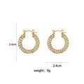 Fashionable gold-plated stainless steel hoop earrings featuring full white zircon inlay - White Rhinestone-23mm