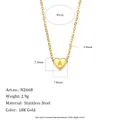 18K vergulde hartvormige hanger ketting met gravure letter A en gedetailleerde maten - Hart Initiaal A