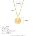 18K goud vergulde roestvrijstalen sunburst hanger ketting met afmetingen - Gestreepte Geometrische Cirkelvormige Hanger Ketting