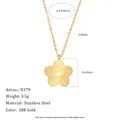 18K vergulde roestvrijstalen halsketting met gestreepte bloemhanger voor dames. - Gestreepte Geometrische Bloem Hanger Ketting