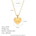 Vintage gestreepte hart hanger ketting in 18K verguld roestvrij staal voor dames - Gestreepte Geometrische Hart Hanger Ketting