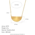 Elegante gouden ketting met waaiervormige hanger, 18K verguld roestvrij staal - Gestreepte Geometrische Halfronde Hanger Ketting