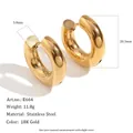 Boucles d'oreilles créoles épaisses en acier inoxydable plaqué or 18K avec les dimensions - 20mm / Or
