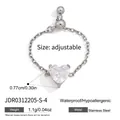 Adjustable stainless steel chain ring with clear heart-shaped zircon centerpiece - Heart (JDR0312205-S-4)
