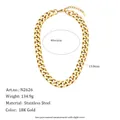 Chunky 18K gold plated stainless steel Cuban link necklace for women in hip hop style - New 13mm Chunky Cuban Link Chain