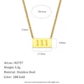 Primer plano detallado del collar con colgante de número angelical 111 de acero. - Collar Con El Número De Ángel 111