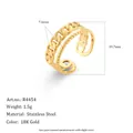 Double-layered 18K gold plated stainless steel open ring with curb chain details - Double Layer Braided Chain Open Ring