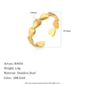 18K gold plated stainless steel open ring featuring a series of connected heart patterns - Smooth Heart Open Ring