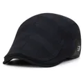 Gorra plana de cuadros para hombre azul marino, boina de algodón cálida de invierno - Ajustable (56-60cm) / Azul marino