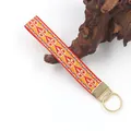 Close-up of bohemian embroidered strap with intricate ethnic patterns on keychain. - 09# Smoky Black