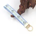 Bohemian ethnic embroidered wristlet strap keychain with premium gold metal ring hardware - 10#