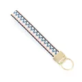 Ethnic style embroidered ribbon strap keychain with blue and orange zigzag pattern - 13#