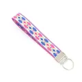 Ethnic style embroidered webbing keychain with pink and blue geometric pattern - 12#