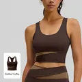 Soutien-gorge de sport à fort impact avec blocs de couleur en marron café distillé pour yoga - Café Distillé (Nouveau) / S