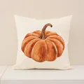 Fodera per cuscino decorativa autunnale con zucca ad acquerello per il Ringraziamento - 45x45cm (1 Pezzo/Confezione) / Stile Acquerello Grande Zucca (YMG6-2)