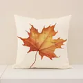Housse de coussin décorative à motif de feuille d'érable pour la déco de Thanksgiving - 45x45cm (1 Pièce/Paquet) / Style Feuille d'Érable Unique d'Automne (YMG6-4)