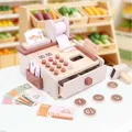 Educational wooden toy cash register play set for children's role-playing games - Danish Cash Register