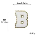 Chenille letter B embroidery patch with white plush and gold glitter border accents - Letter B / White / Hot Melt Adhesive