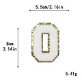 Patch γράμμα Ο από σενίλ 8cm με χρυσό γκλίτερ περίγραμμα για διακόσμηση ρούχων - Γράμμα O / Λευκό / Θερμοκολλητική Κόλλα
