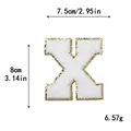 Chenille γράμμα X μπάλωμα με χρυσό γκλίτερ, 8x7.5cm αυτοκόλλητο κεντημένο διακοσμητικό - Γράμμα X / Λευκό / Θερμοκολλητική Κόλλα