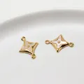 Golden copper star flower connector with natural mother of pearl inlay for DIY jewelry - 21#13*18mm