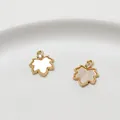 Gold-plated maple leaf pendants with white natural shell inlay for DIY jewelry making - 19#11*13mm