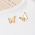 Elegant golden butterfly pendant with natural white mother of pearl inlay for DIY jewelry - 39#15*13mm