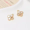 Elegant gold plated copper flower charms with natural shell inlays for DIY jewelry - 41#13*16mm